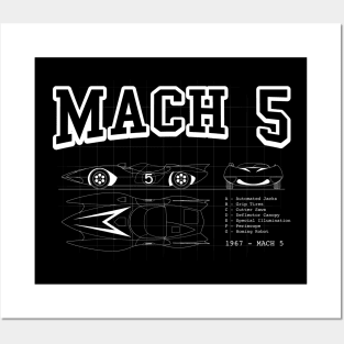 Mach 5 Blue Print Posters and Art